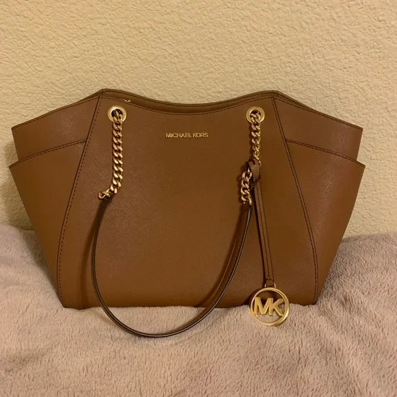 Michael Kors jet set large chain tote brown bag